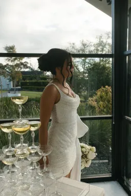 Aston Bridal Raya Mini Dress White Beaded Size 8 for rent on The Volte - image 4