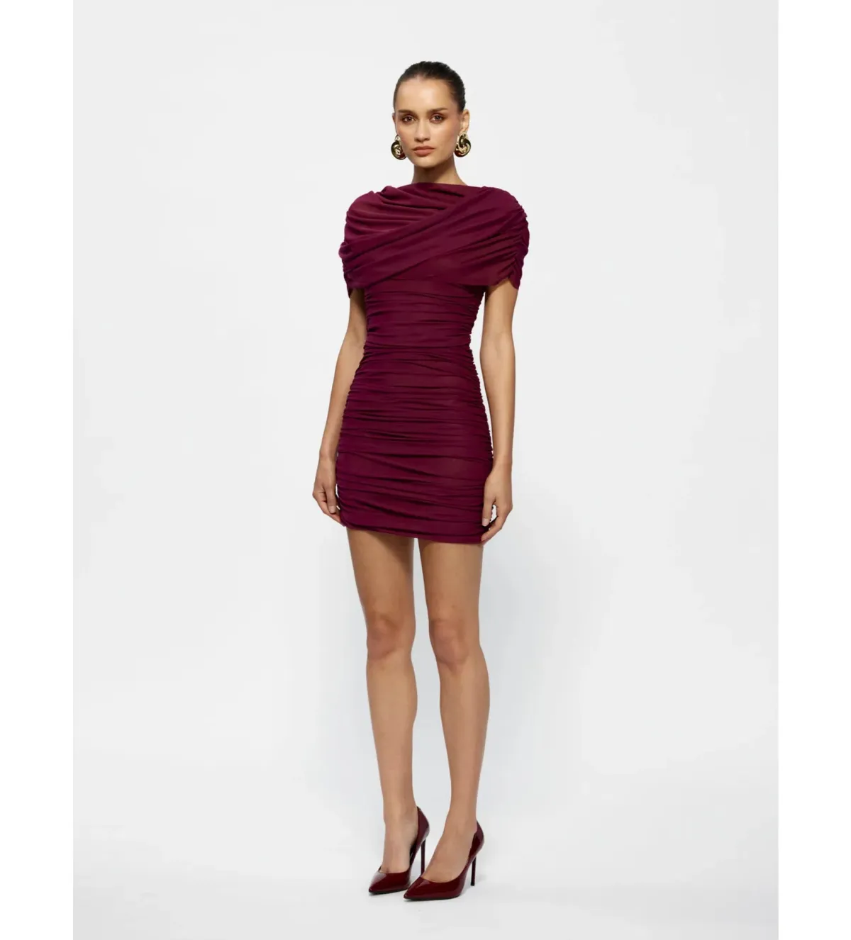 Effie Kats Phoenix Mini Dress in Burgandy Size AU 8 - Image 2