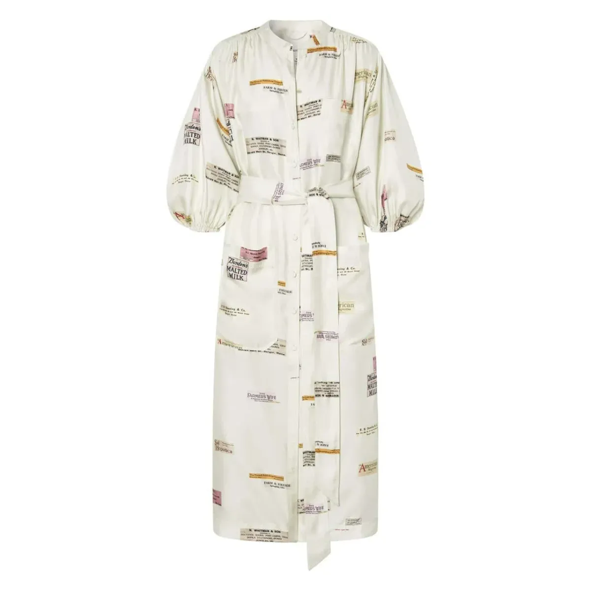 Oroton Short Sleeve Spaced Label Midi Dress  Beige Size 8  - Image 3