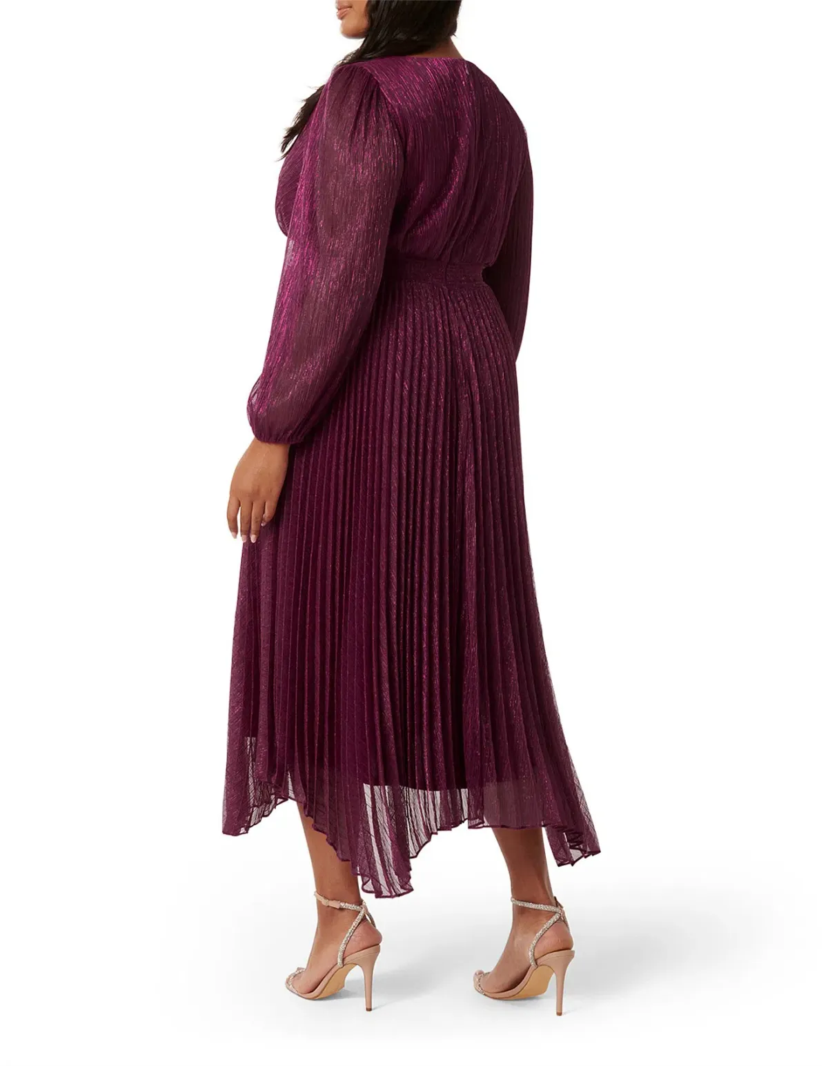 Forever New Curve Sahara Wrap Plisse Midi Dress Fuchsia Pink Size AU 20   - Image 2