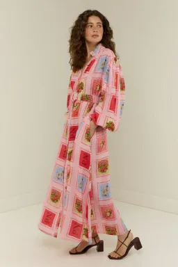 Palm Noosa Noddy Shirt Maxi Dress in Strawberry Stamp Print Size AU 10  for rent on The Volte - image 2