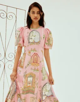 Alemais Monte Midi Dress Pink Print Size AU 12 for rent on The Volte - image 4