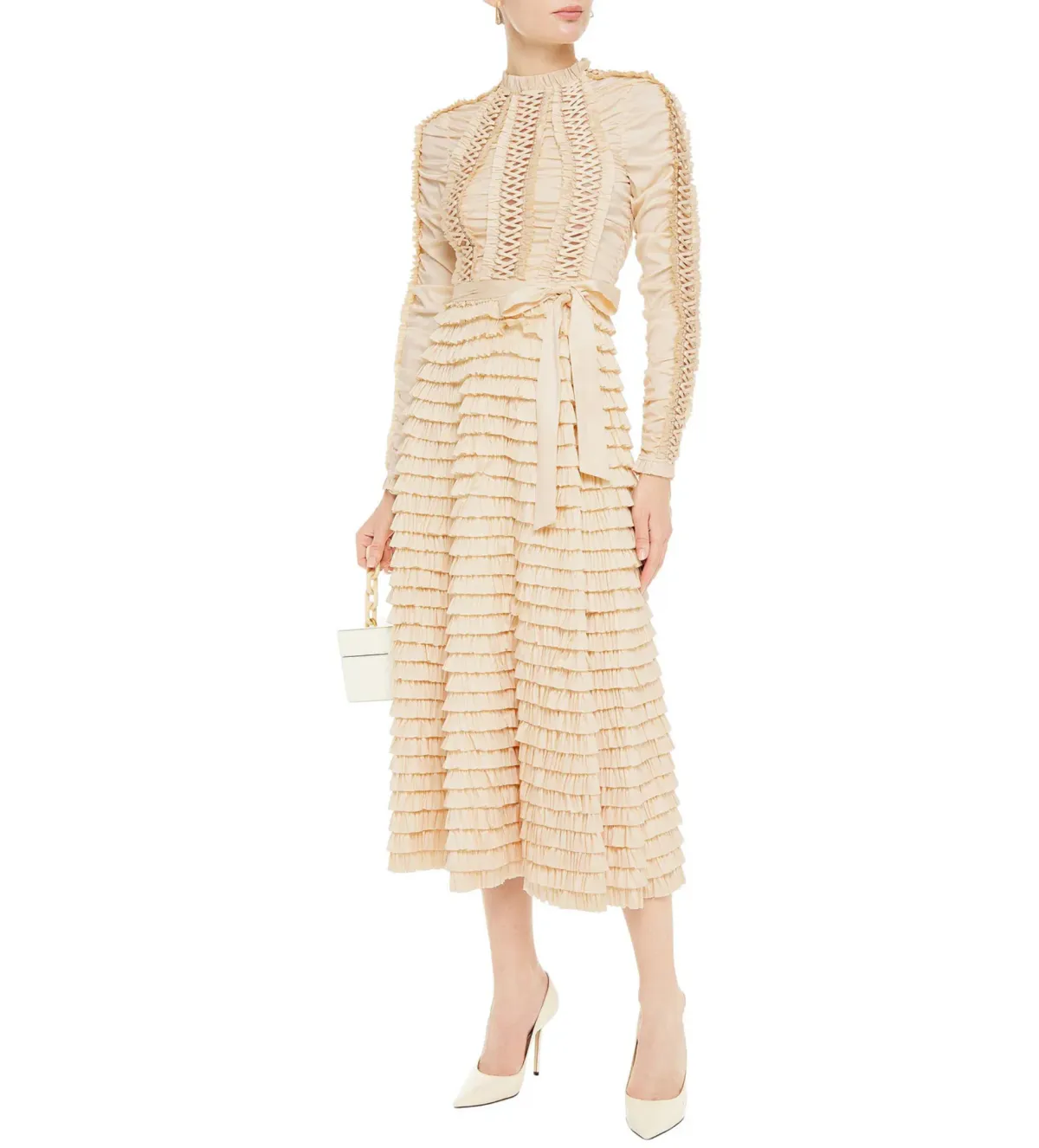 Zimmermann Espionage Ruffled Midi Dress in Cream Size 3/ AU 14 - Image 1