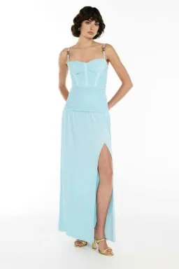 Manning Cartell Double Time Pleat Dress Maxi Acqua Spritz Size AU 8 for rent on The Volte - image 1