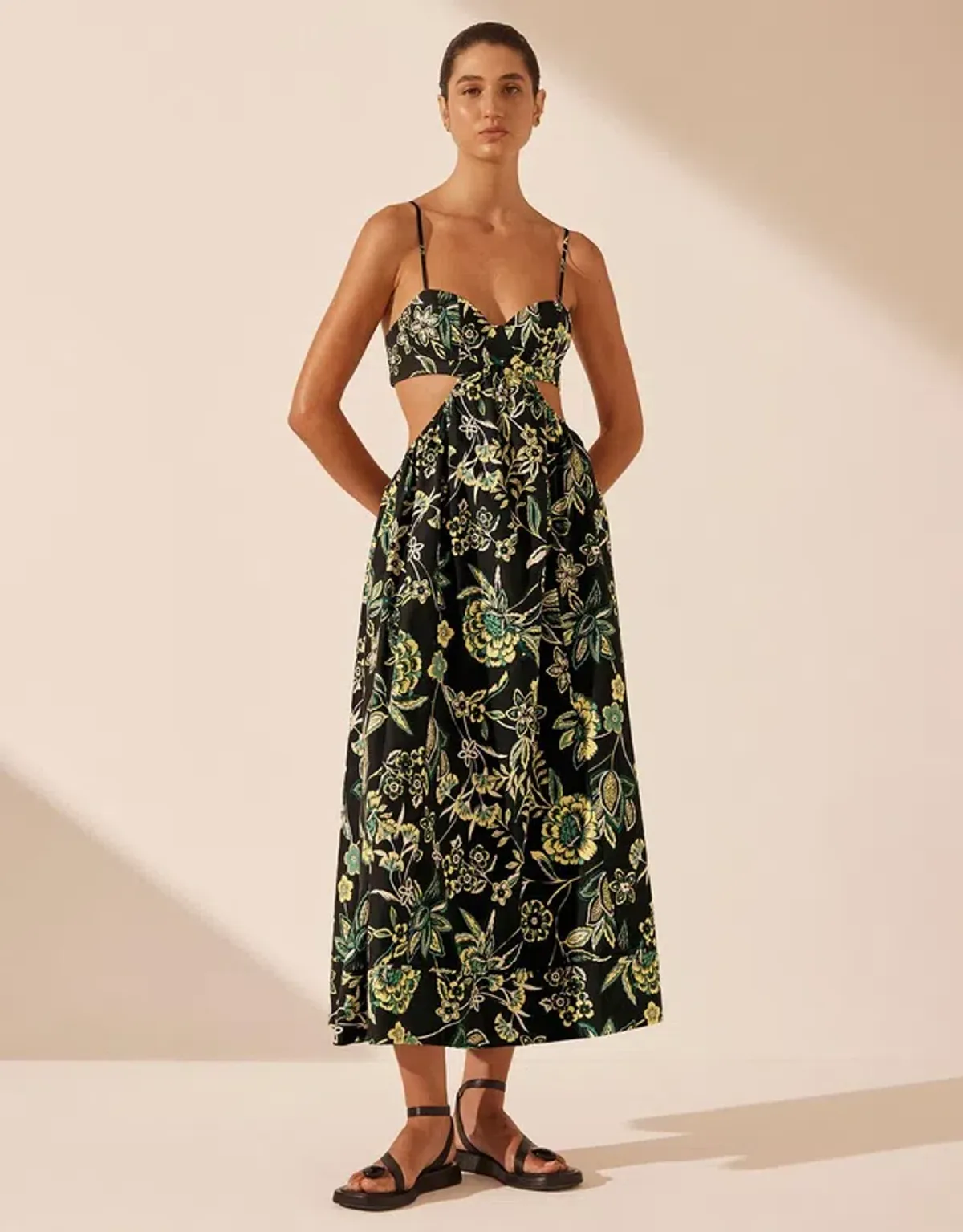 Shona Joy Lina Bustier Cut Out Midi Dress Size 12 - Image 1