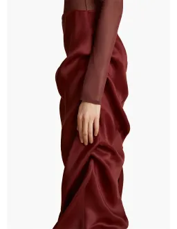 Khaite Olula Maxi Skirt in Oxblood Size 6/XS for rent on The Volte - image 2