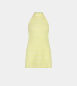 With Harper Lu Textured Halter Mini Dress in Lemon Yellow Size 8 for rent on The Volte - image 5