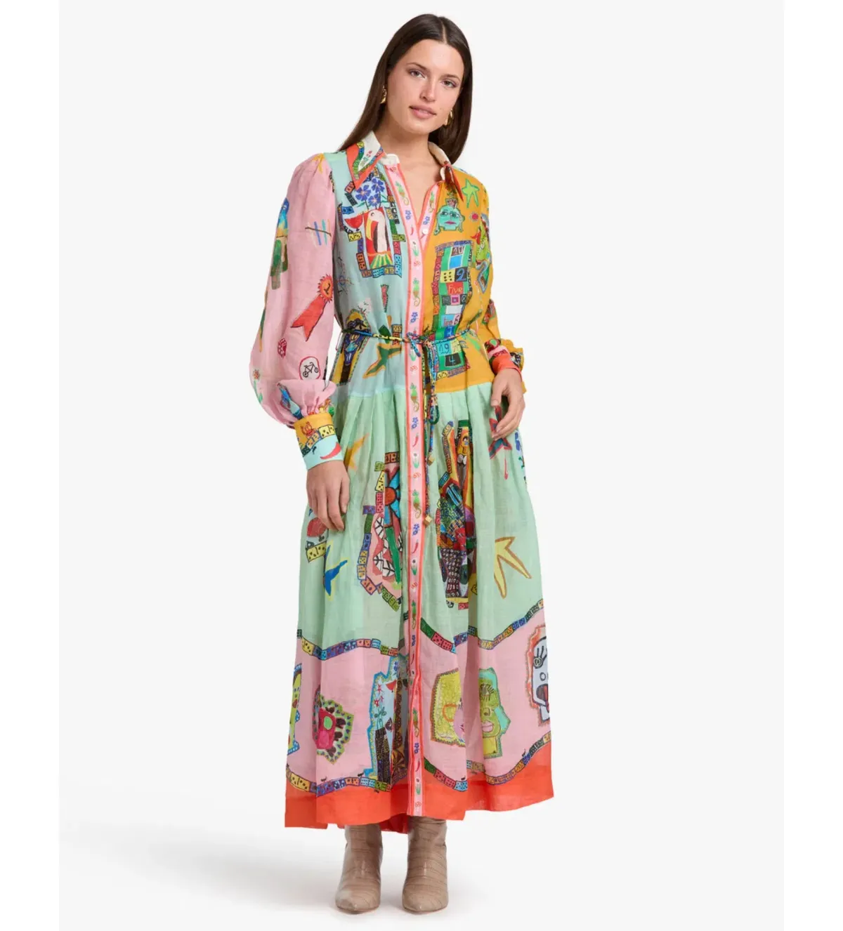 Alemais players Shirt Midi Dress Multi Size 14 - Image 2