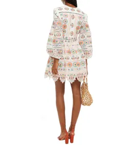 Zimmermann Brighton Plunge Embroidered Floral Mini Dress in Multi Size 0/ 8 AU  for rent on The Volte - image 7