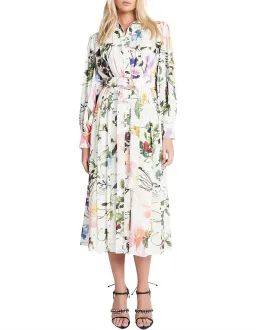 Aje Introspect Pleated Shirt Midi Dress Multi Floral Size 6 for rent on The Volte - image 1