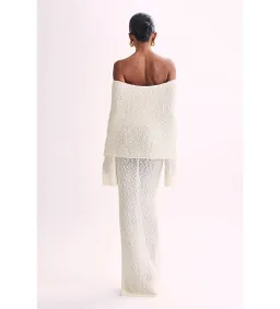 Meshki Marisol Off Shoulder Boucle Maxi Dress in Ivory Size L / AU 12 for rent on The Volte - image 5
