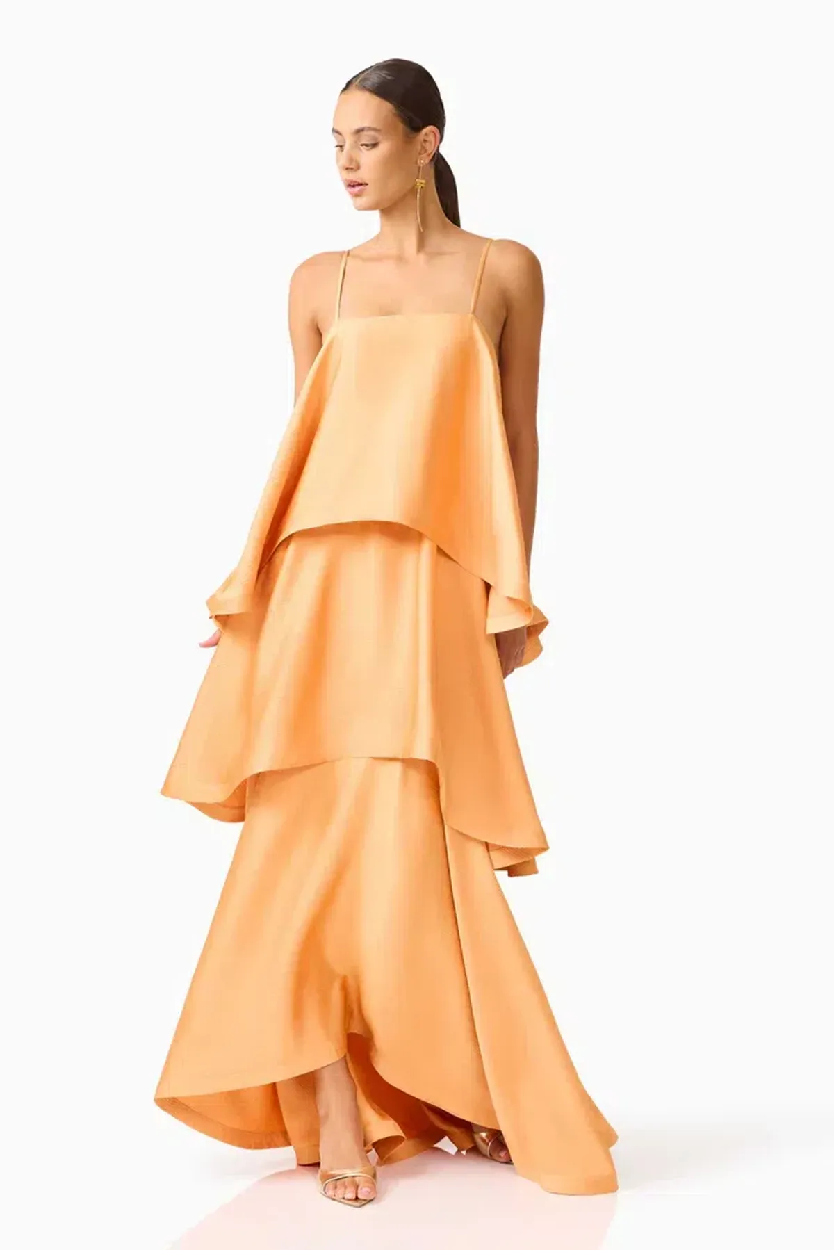 Elliatt Tilly Tiered Maxi Dress in Orange Size 10 - Image 3