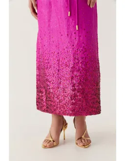 Aje Reflection Sequin Maxi Dress in Deep Magenta Size AU 8 for rent on The Volte - image 4