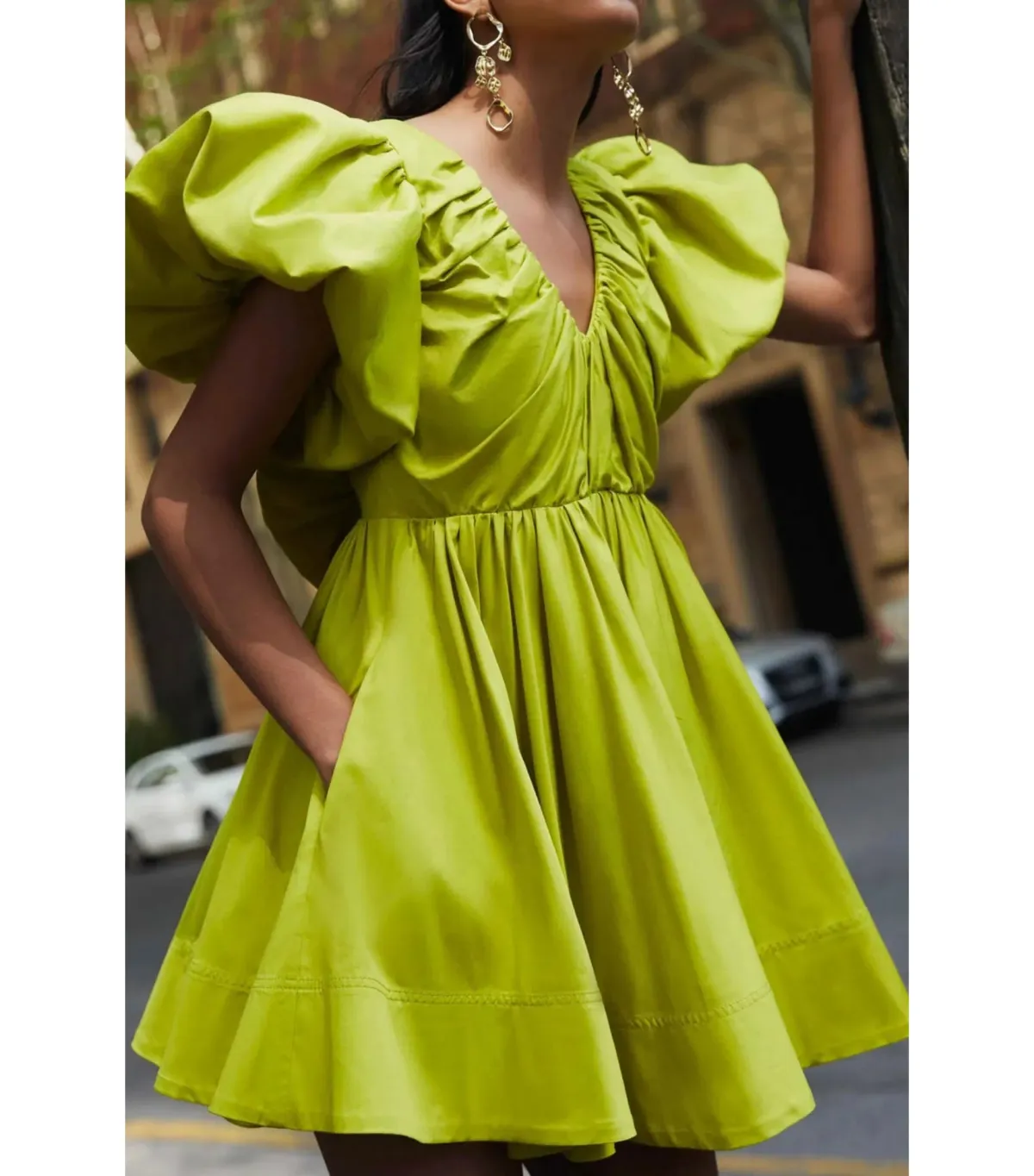 Aje Gretta Bow Back Mini Dress Green Size AU 6  - Image 2