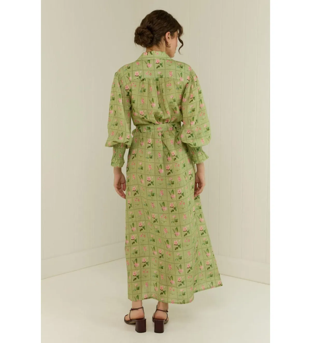 Palm Noosa Marigold Maxi Dress Green Floral Tile Size 8 - Image 2