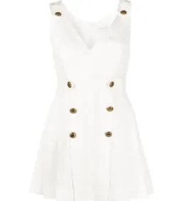Zimmermann The Lovestruck Buttoned Linen Pleat Mini Dress White Size 1 AU 10 for rent on The Volte - image 6