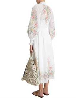 Zimmermann Zinnia Shirred Waist Maxi Dress White Floral Size 0 / AU 8 for rent on The Volte - image 5