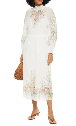 Zimmermann Zinnia Shirred Waist Maxi Dress White Floral Size 0 / AU 8 for rent on The Volte - image 2