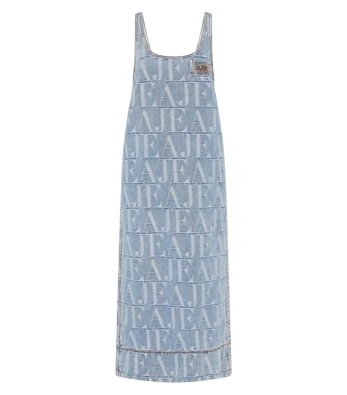 Aje Nostalgia Denim Midi Dress Coastal Logo Wash Size AU 8 - Image 4