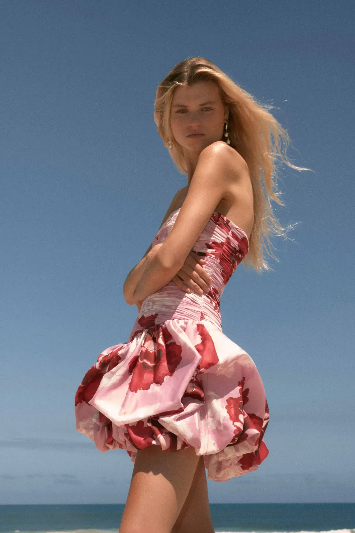 Aje Violette Bubble Hem Mini Dress in Pink Boldy Blooming Size 8 - Image 3