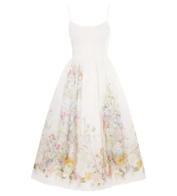 Zimmermann Natura Ruched Midi Dress in Ivory Wild Flowers Size 0 / AU 8 for rent on The Volte - image 3