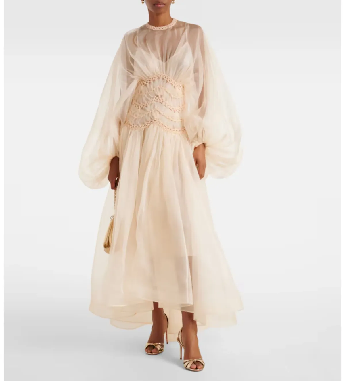 Zimmermann Illuminate Macrame Gown Maxi in Cream Size AU 6 - Image 1
