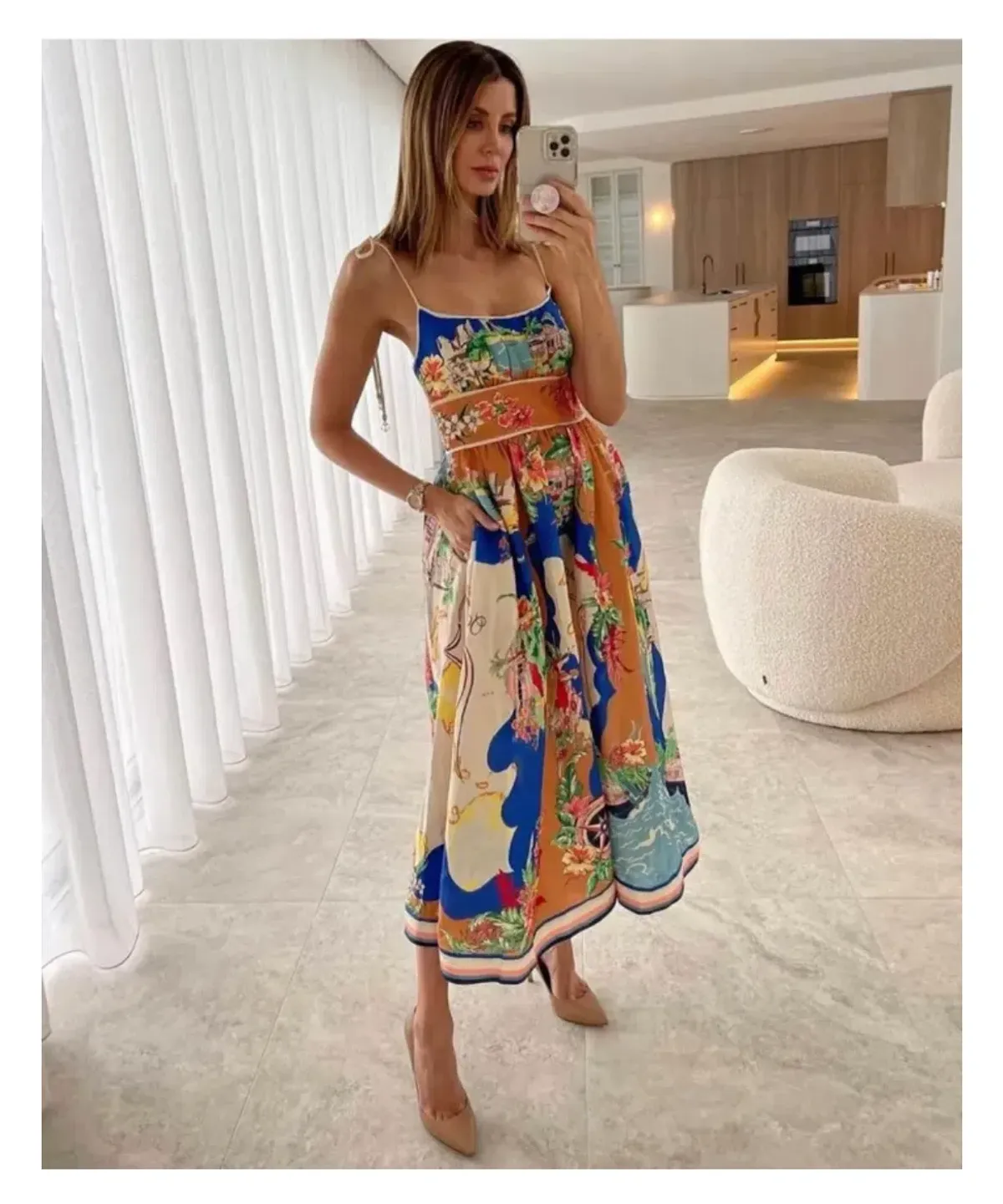 Zimmermann Alight Picnic Midi Dress Print Size 3 / AU 14 - Image 3