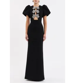 Rebecca Vallance Violetta Puff Sleeve Gown Maxi Black Size AU 12 for rent on The Volte - image 1
