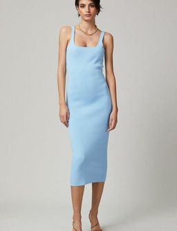 Bec & Bridge Emeline Knit Midi Dress Sky Blue Size 8  for rent on The Volte - image 4