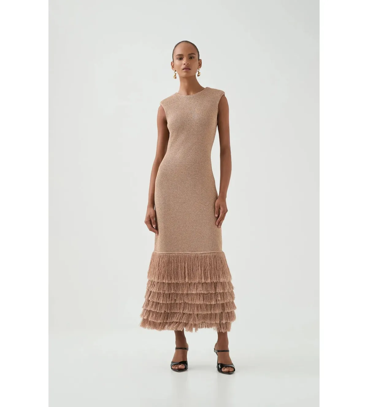 Aje Breeze Knit Midi Dress Rose Gold Size AU 8 - Image 1