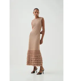 Aje Breeze Knit Midi Dress Rose Gold Size AU 8 for rent on The Volte - image 2