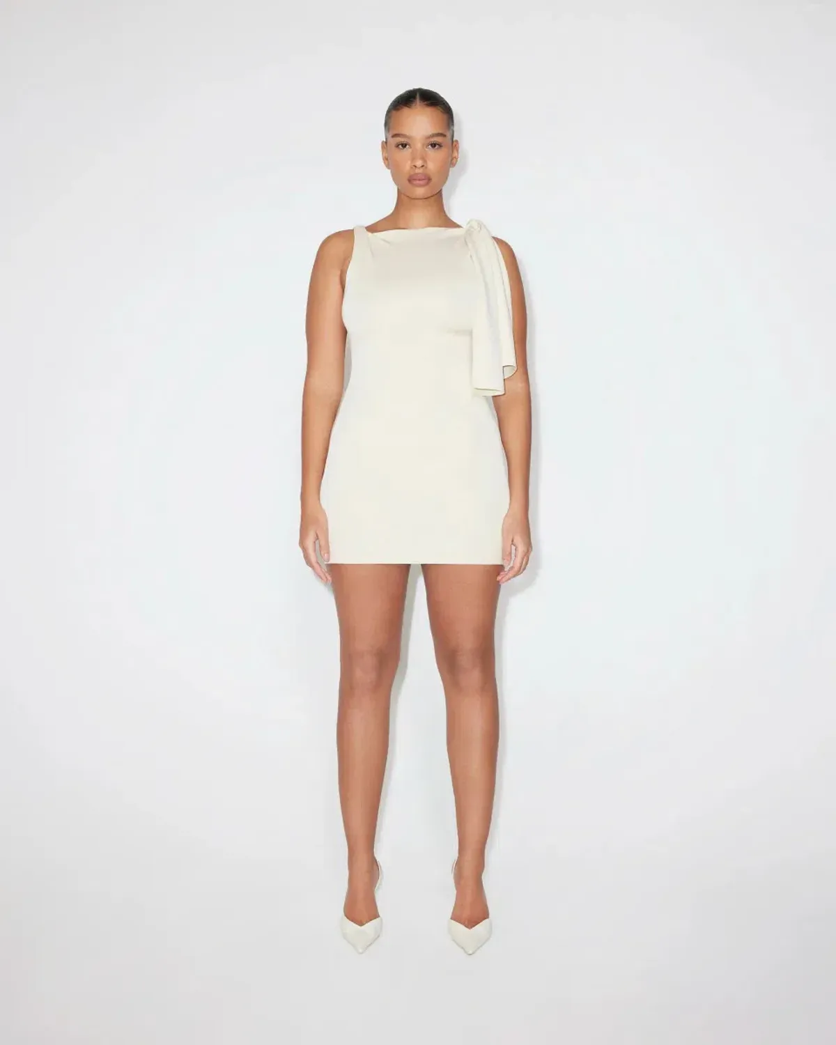Khy Sueded Knotted Mini Dress Cream Size 6 - Image 1