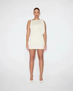 Khy Sueded Knotted Mini Dress Cream Size 6 for rent on The Volte - image 1
