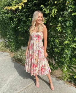 Zimmermann Honour Tie Shoulder Dress Midi Floral Size 1 / Au 10 for rent on The Volte - image 1