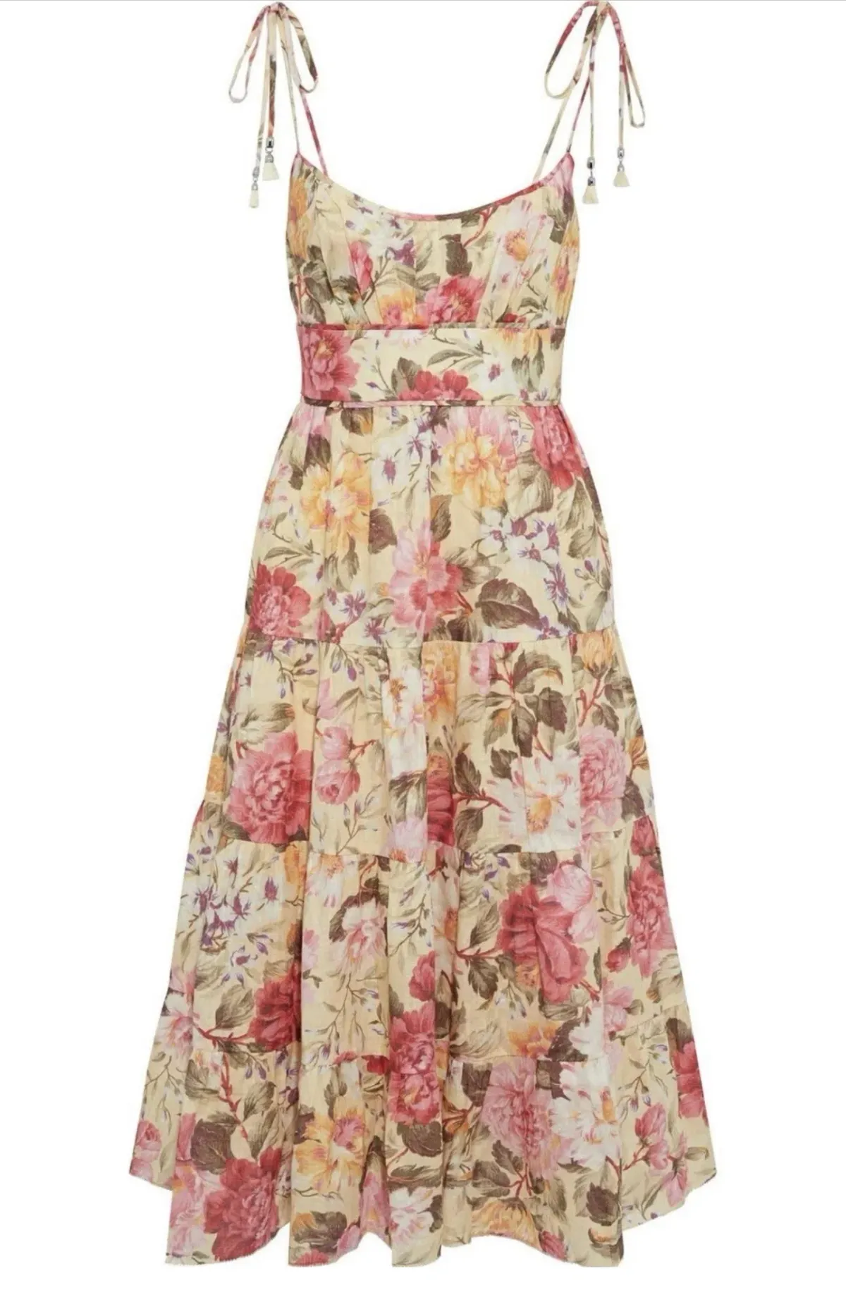 Zimmermann Honour Tie Shoulder Dress Midi Floral Size 1 / Au 10 - Image 4