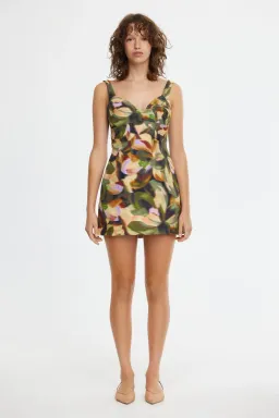 Acler Lydon Mini Dress in Green Floral Size 12  for rent on The Volte - image 1