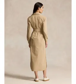 Ralph Lauren Polo Belted Cotton Midi Shirt Dress Beige Size 10 for rent on The Volte - image 4