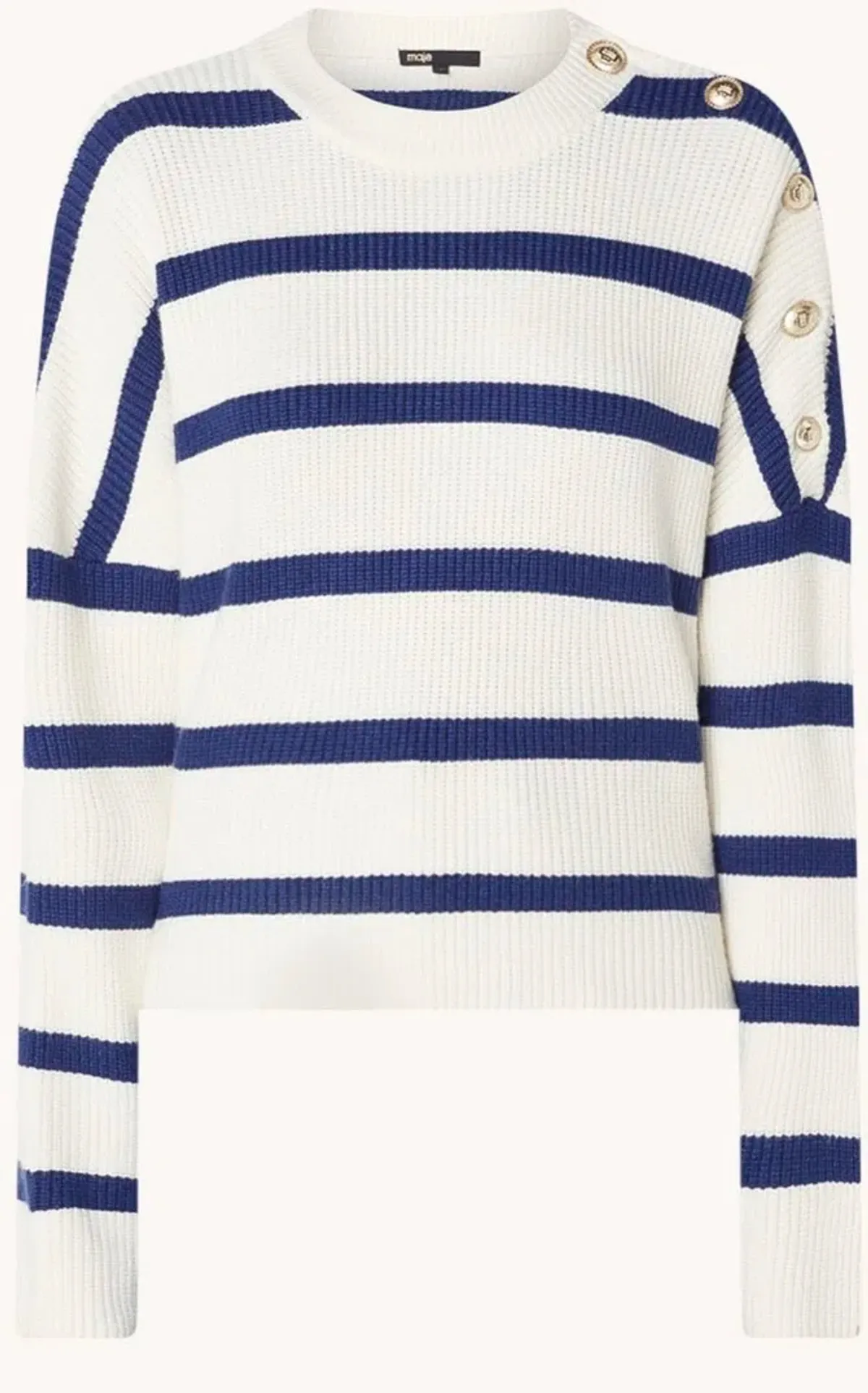 Maje Marine Striped Rib Sweater Size 10/1 - Image 2