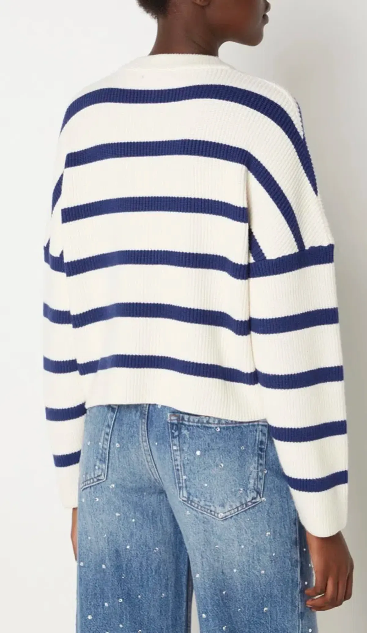 Maje Marine Striped Rib Sweater Size 10/1 - Image 5