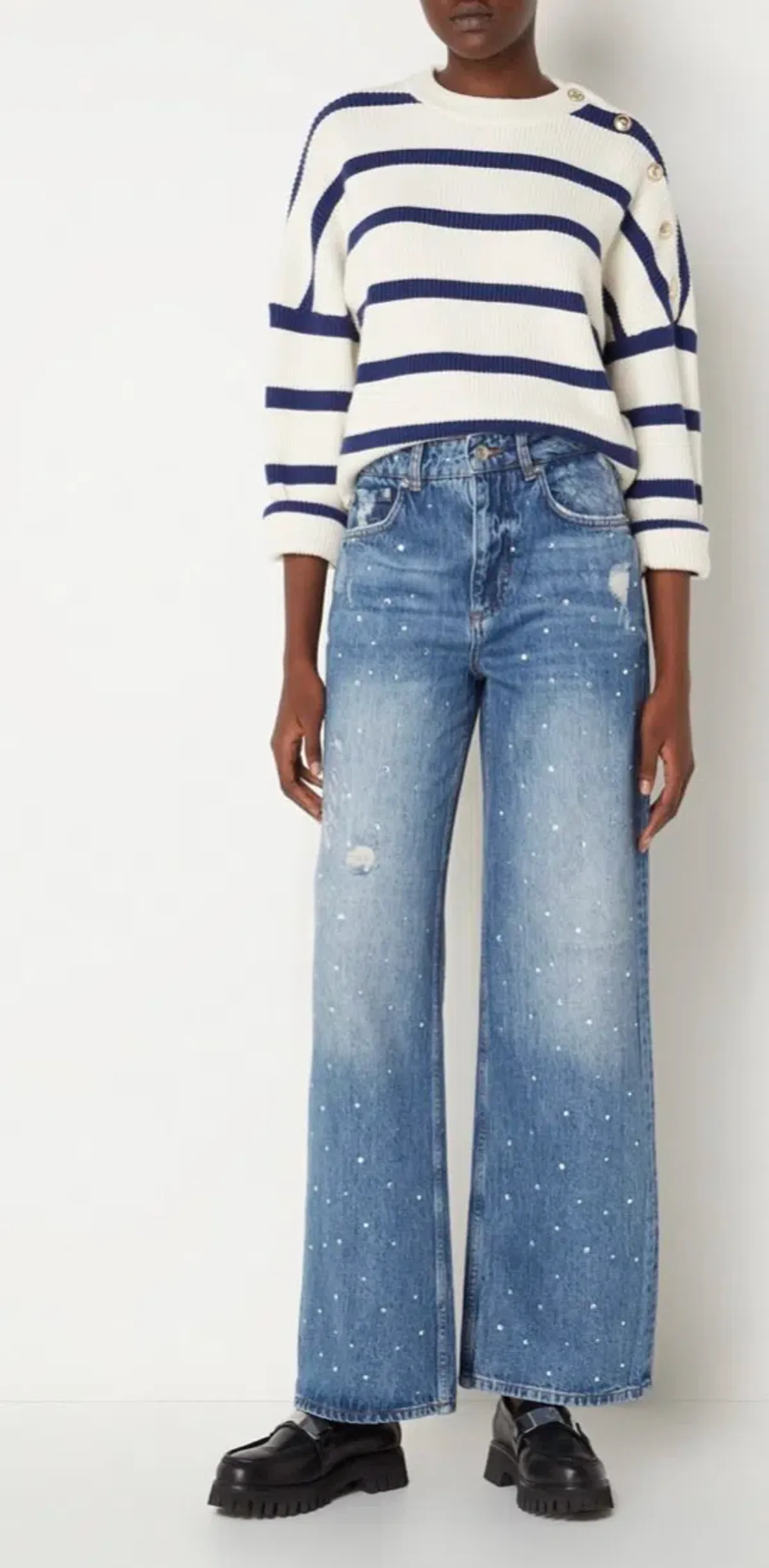 Maje Marine Striped Rib Sweater Size 10/1 - Image 4