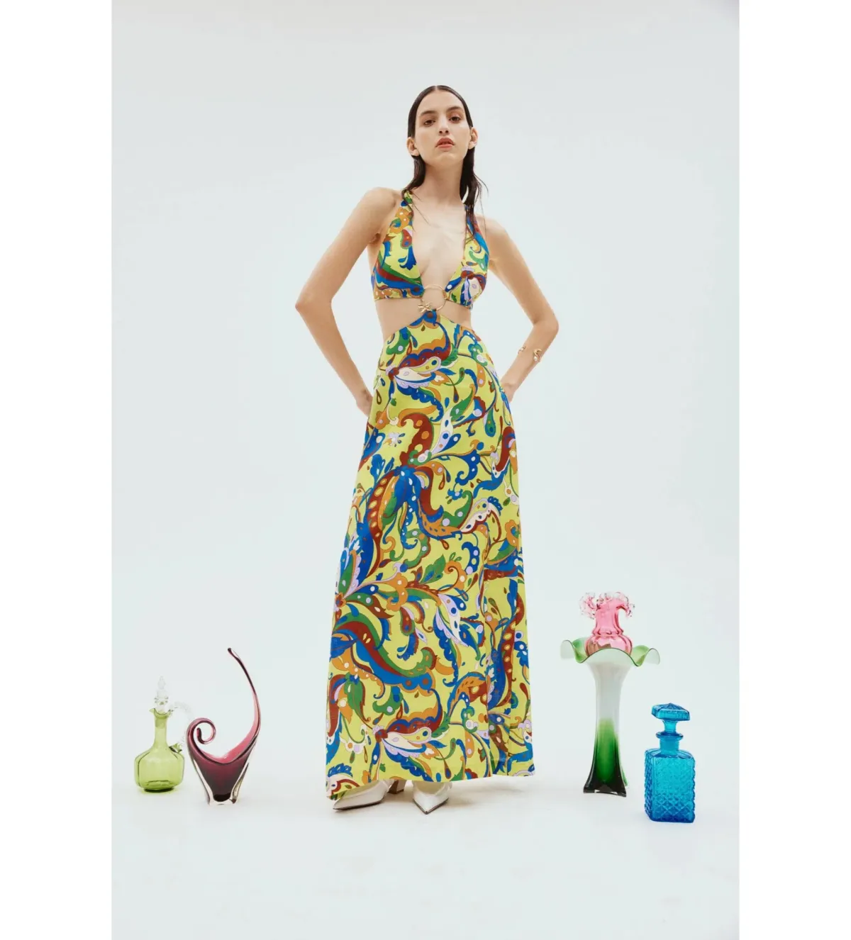 Alemais Yvette Cut Out Midi Dress Print Size 4 - Image 1