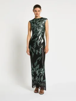 Moss & Spy Larissa Gown Black Mint Sequin Midi Dress Size 12 for rent on The Volte - image 1