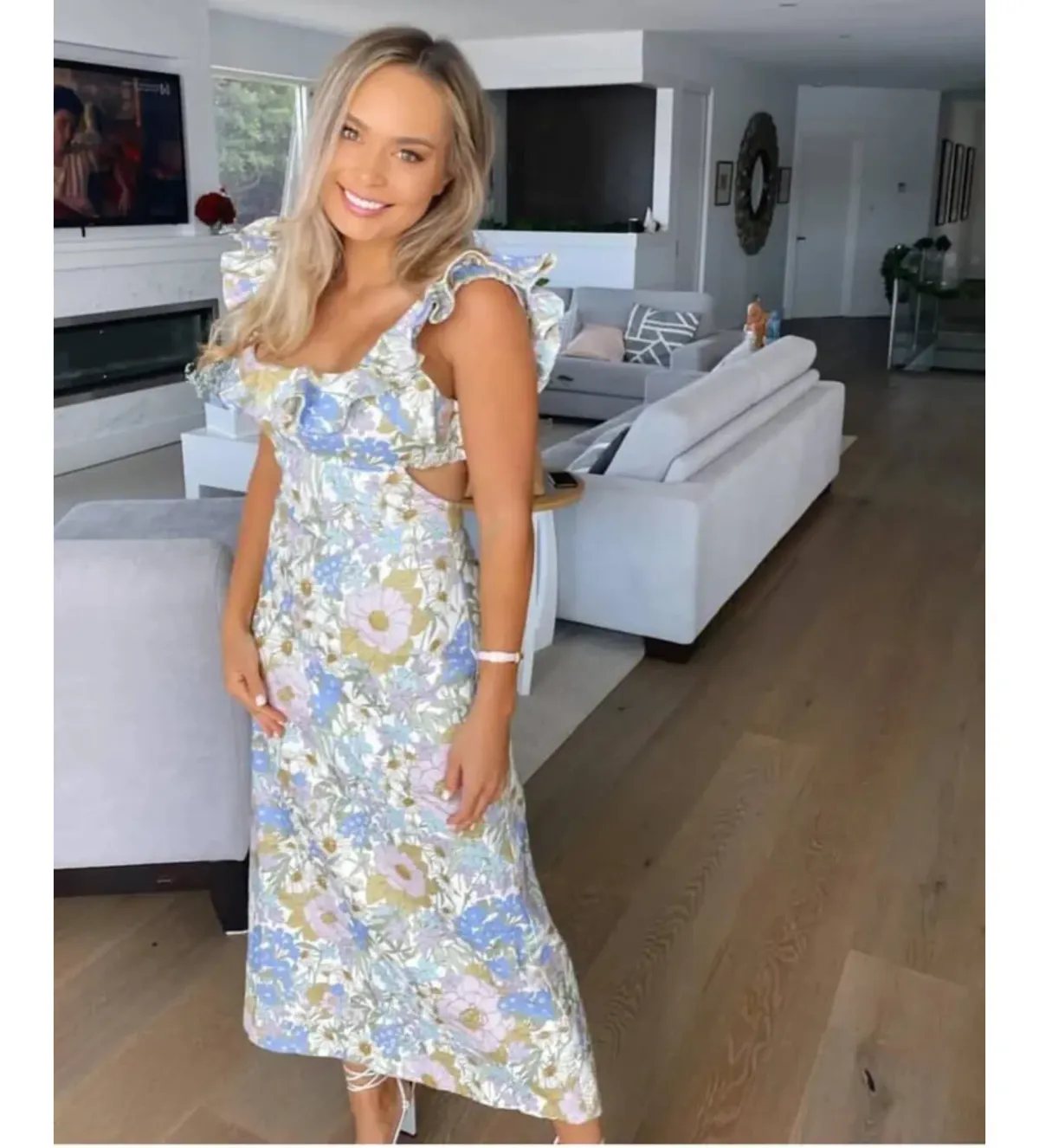 Zimmermann Super Eight Frilled Midi Dress Floral Size 10 - Image 2