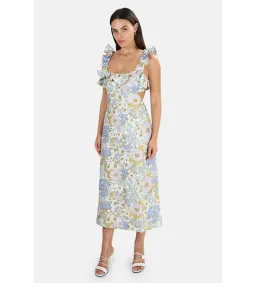Zimmermann Super Eight Frilled Midi Dress Floral Size 10 for rent on The Volte - image 1