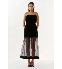 Justin Tong Phoebe Organza Maxi Dress Black Size 8 for rent on The Volte - image 2