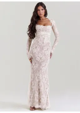 House of CB Artemis Lace Maxi Dress in Vintage Cream Size M / AU 10 (Bigger Cup) for rent on The Volte - image 1