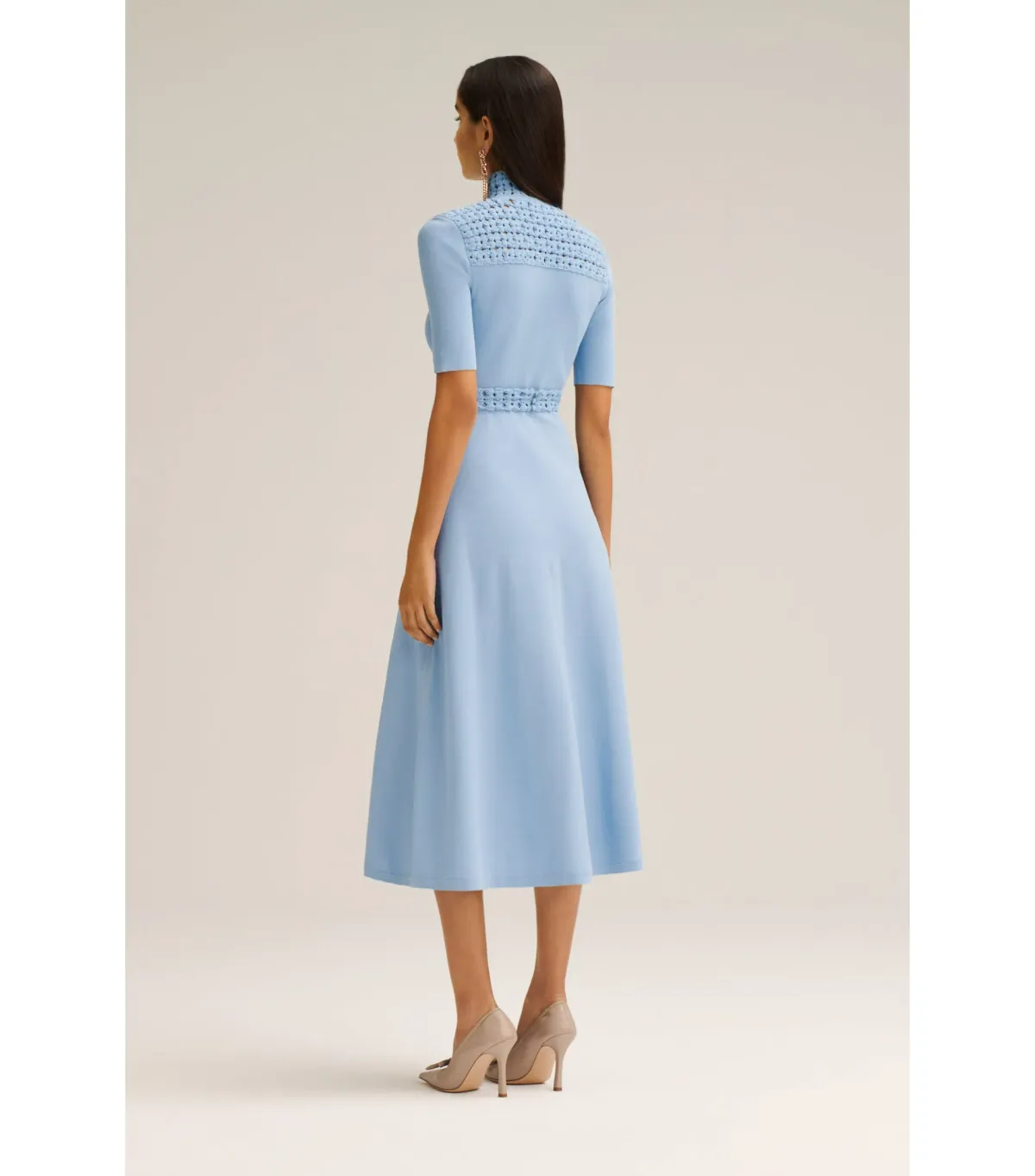 Scanlan Theodore Crepe Knit Daisy Soft Dress Denim Size M / AU 10 - Image 3