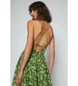 Scanlan Theodore Cotton Paisley Shoestring Dress in Green Size AU 8 for rent on The Volte - image 5