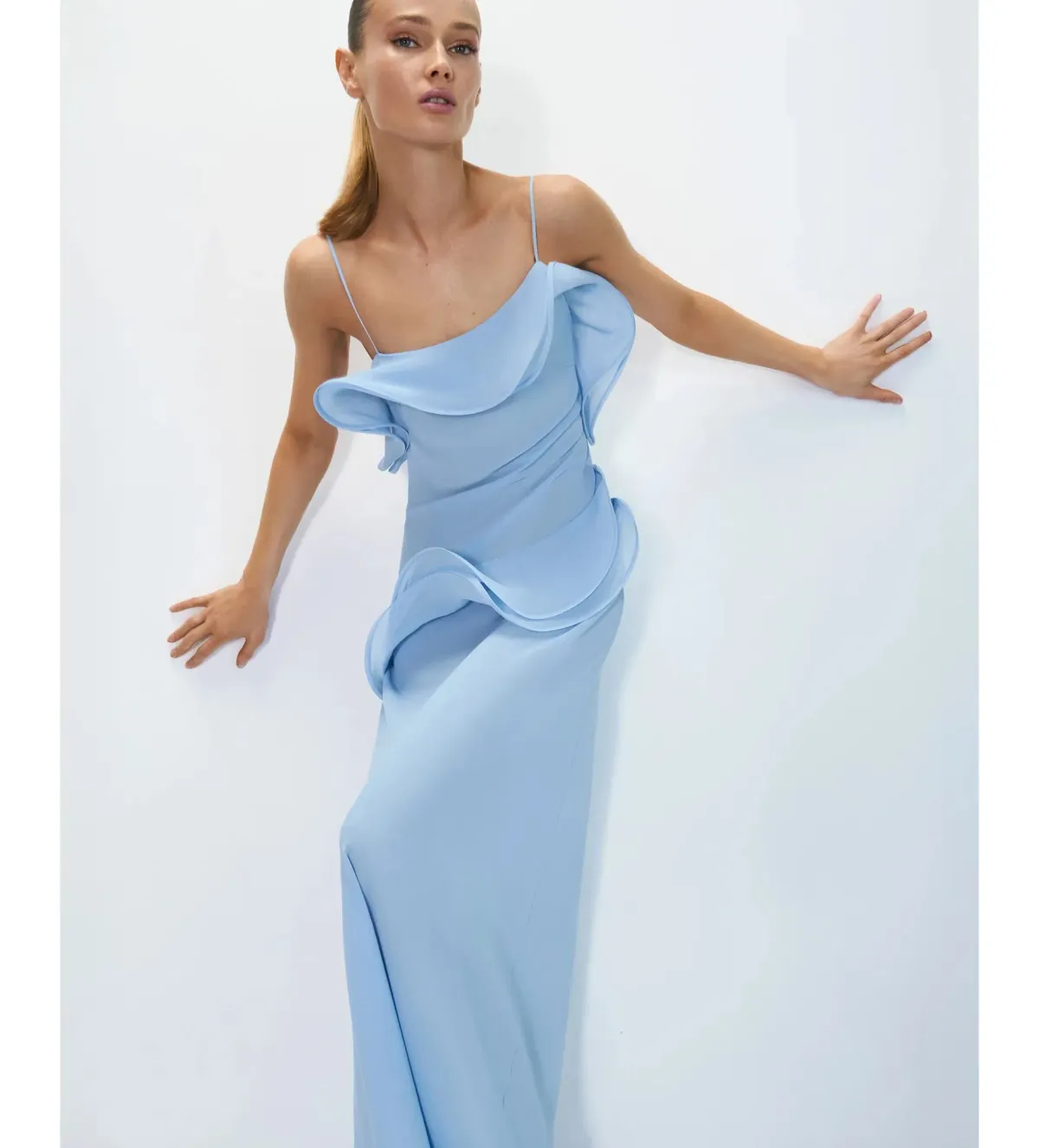 Selezza London Chiffon Maxi Dress Baby Blue Size AU 6 - Image 5