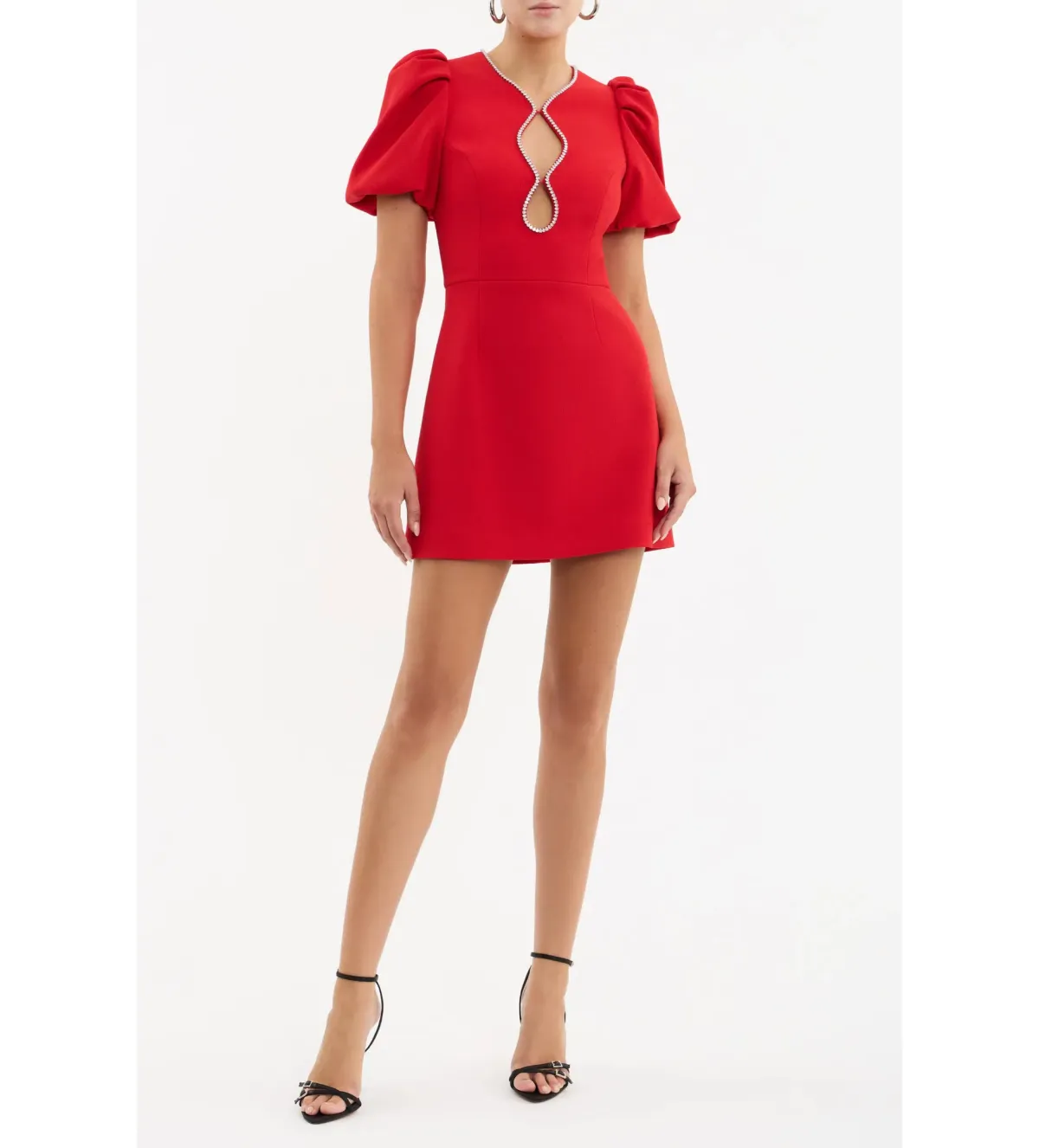 Rebecca Vallance Karina Puff Sleeve Mini Dress Red Size 12 - Image 1